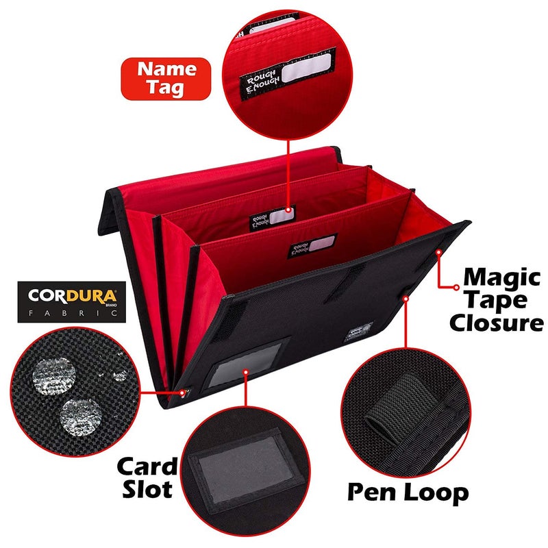 RE ROUGH ENOUGH Rough Enough Accordion Expanding File Folder Document Organizer Portable Expandable Portfolio Storage for Office Travel Black Cordura - Image 2